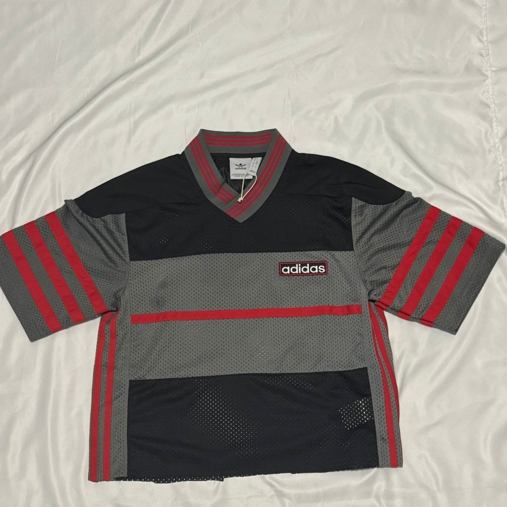 Adidas Black and Gray Striped Jersey